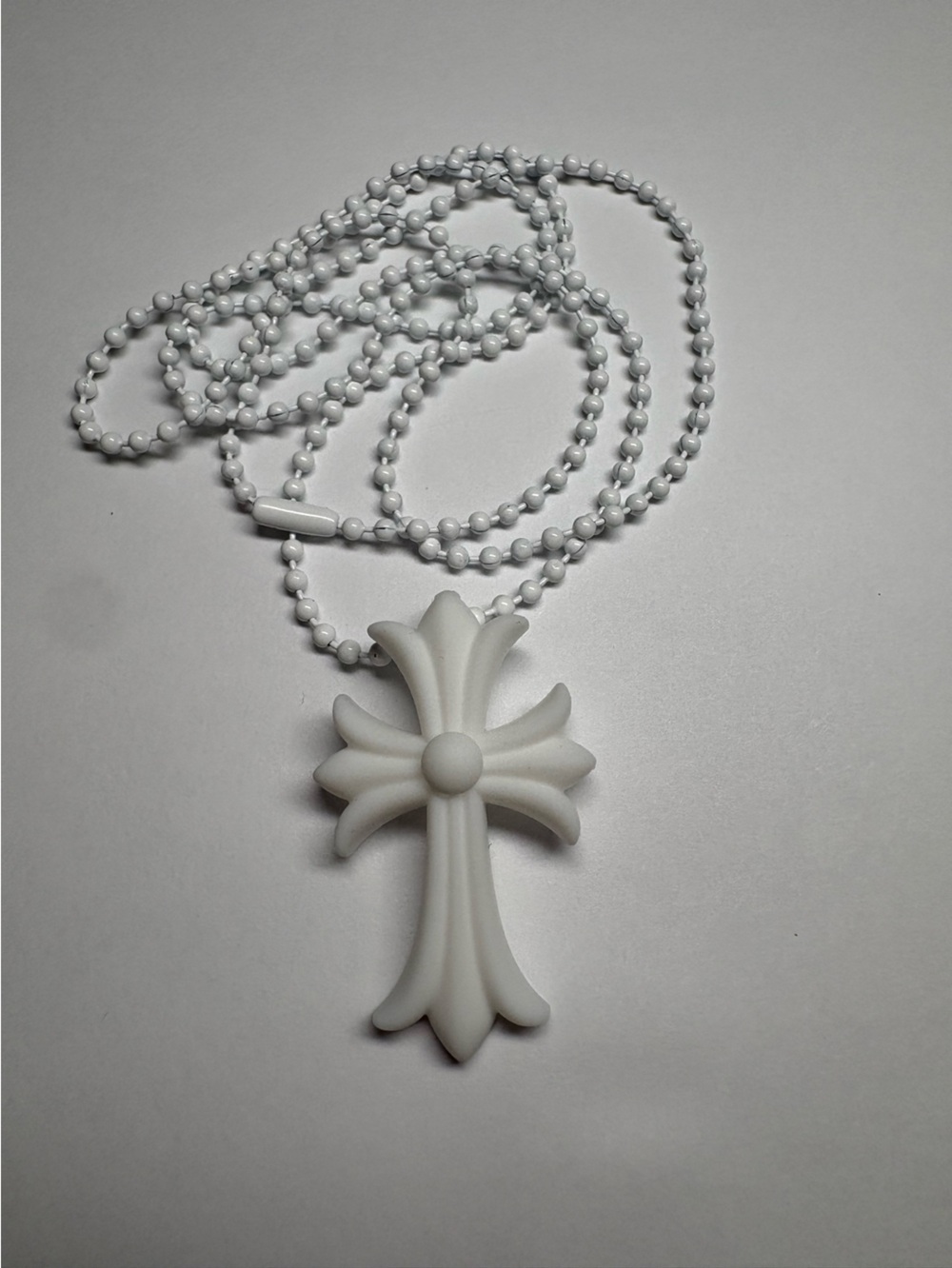 White Silicone Cross Pendant Necklace - Unisex Jewelry